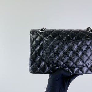 Classic Double Flap Medium Caviar Black SHW