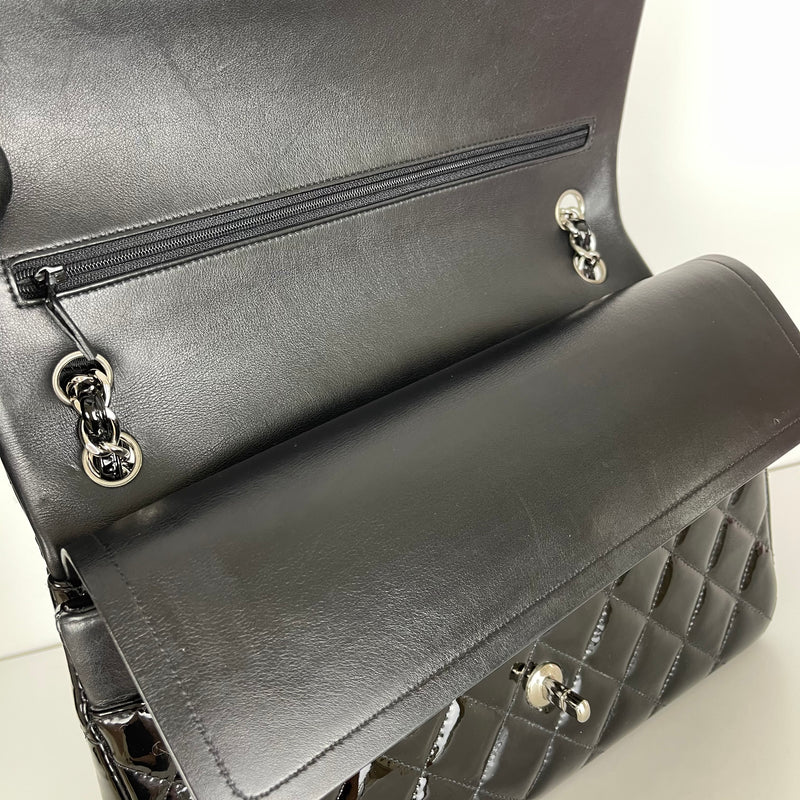 Double Flap Jumbo Quilted Patent in Black SHW