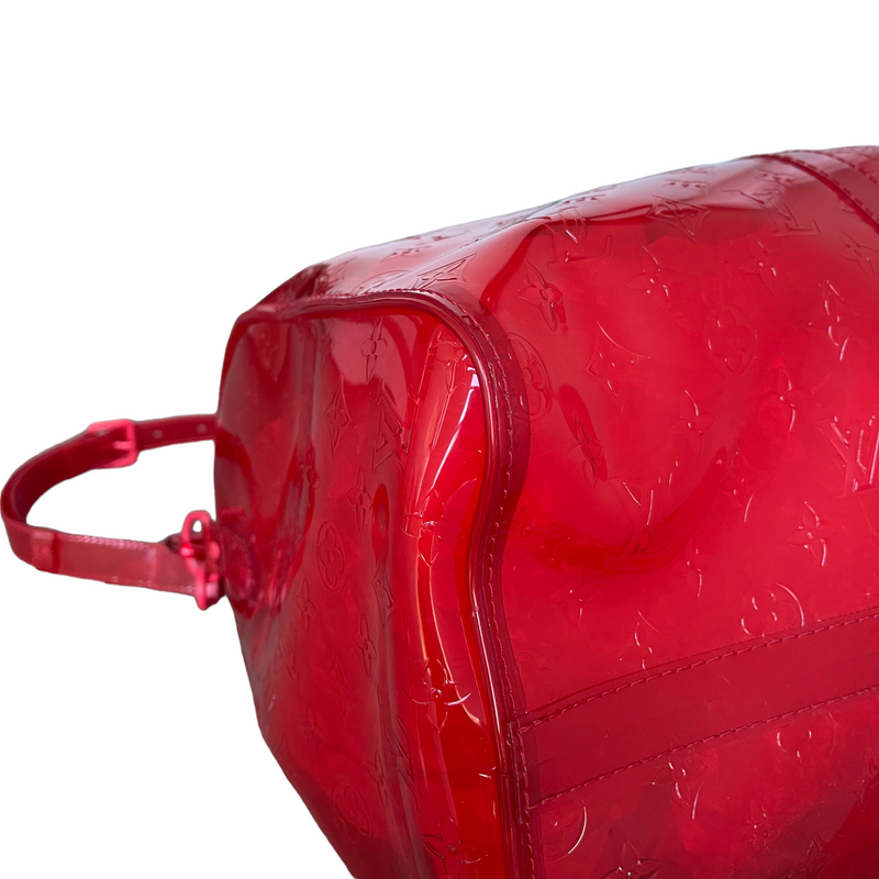 Keepall Clear SS19 Virgil Abloh Bandouliere 50 Red PVC