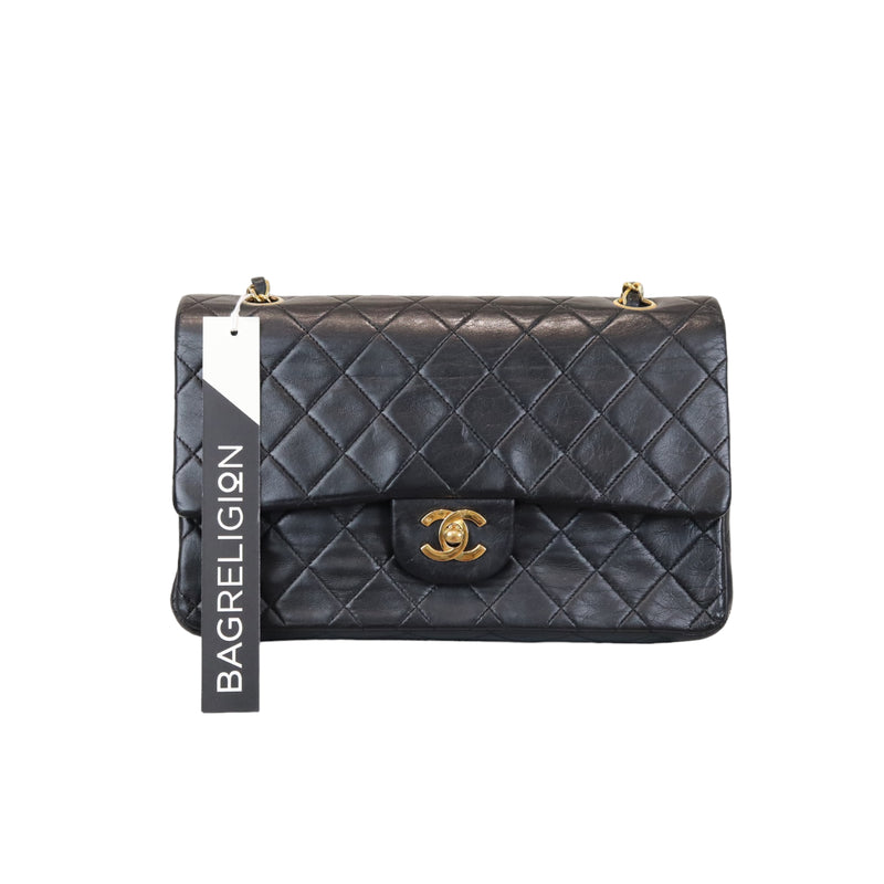 Classic Double Flap Medium Vintage Black GHW
