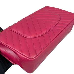 Classic Chevron Double Flap Medium Lambskin Pink GHW