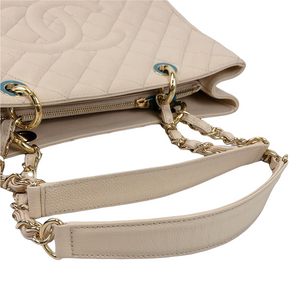 GST Grand Shopping Tote Beige Caviar GHW