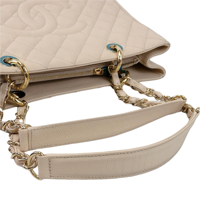 GST Grand Shopping Tote Beige Caviar GHW