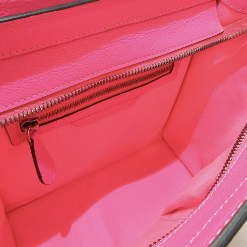 Drummed Leather Micro Luggage Pink