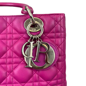 Cannage Lambskin Lady Dior Medium Magenta SHW