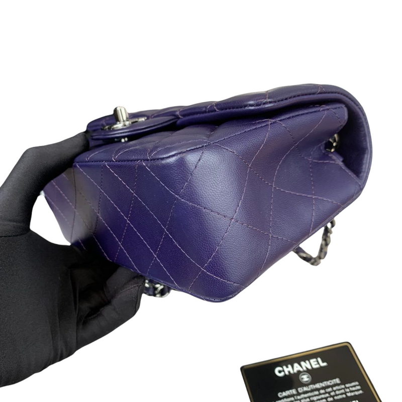 Rectangle Mini Lambskin Purple SHW