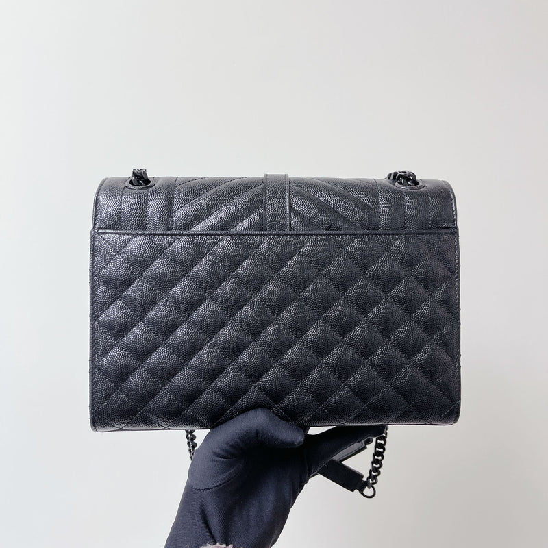 Quilted Envelope Medium Grained Leather Black BHW
