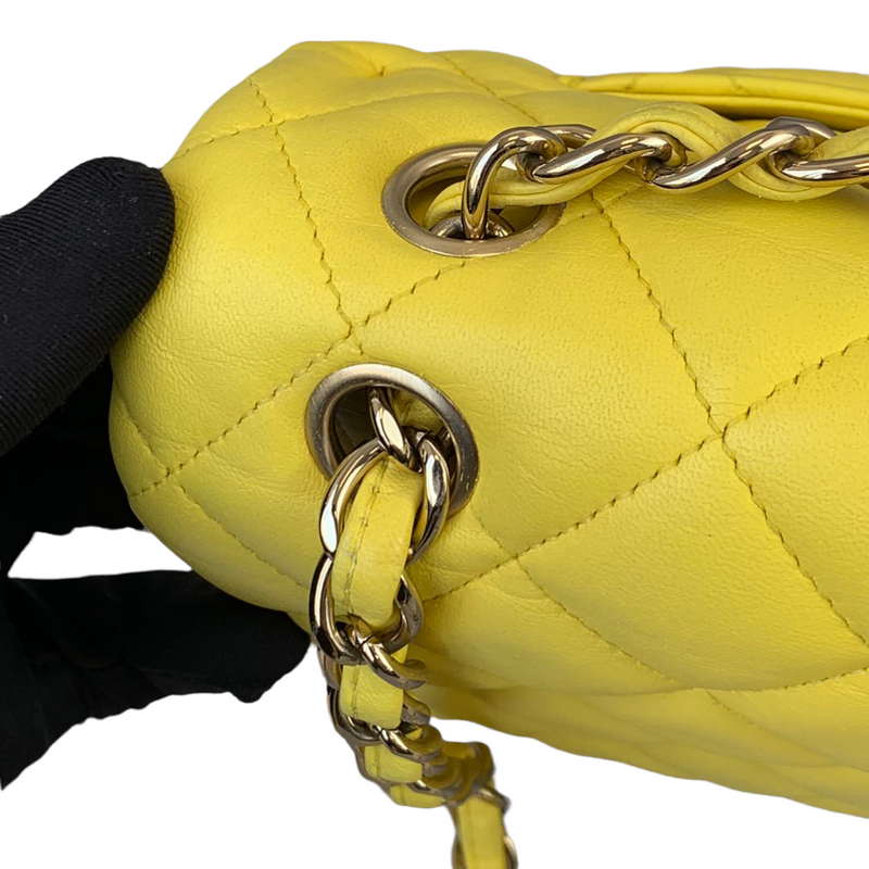 Classic Double Flap Jumbo Lambskin Yellow GHW