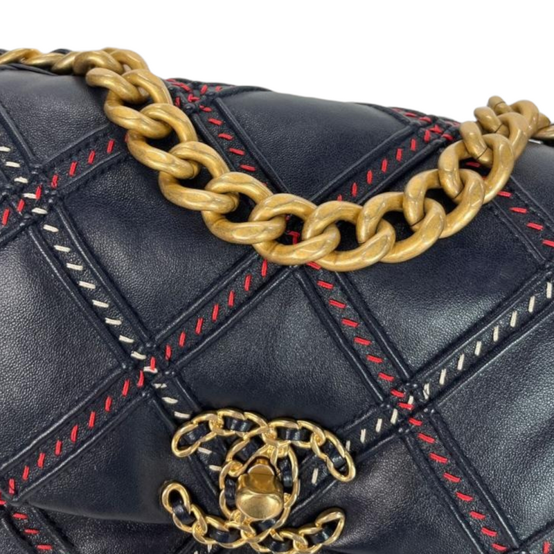 Chanel Blue Quilted Leather CC 19 Flap Bag Chanel