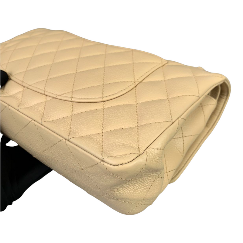 Classic Double Flap Caviar Medium Beige GHW