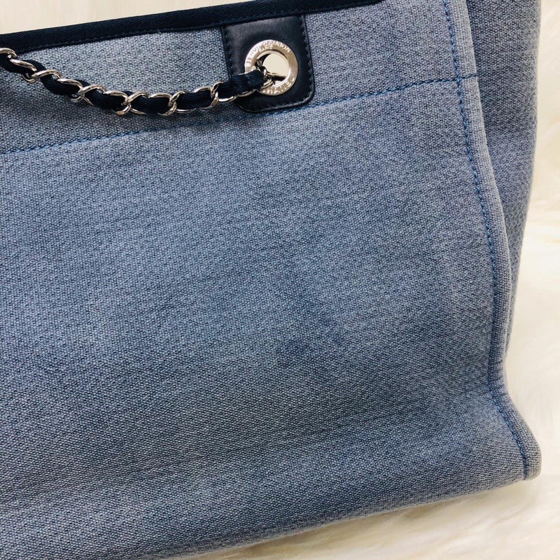 Deauville Large Denim Canvas Tote Bag with SHW