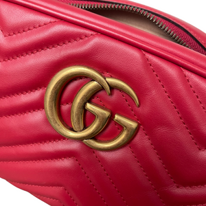 Small GG Marmont Matelassé Red GHW