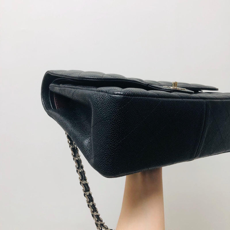 Classic Double Flap Jumbo Bag in Black Caviar with SHW