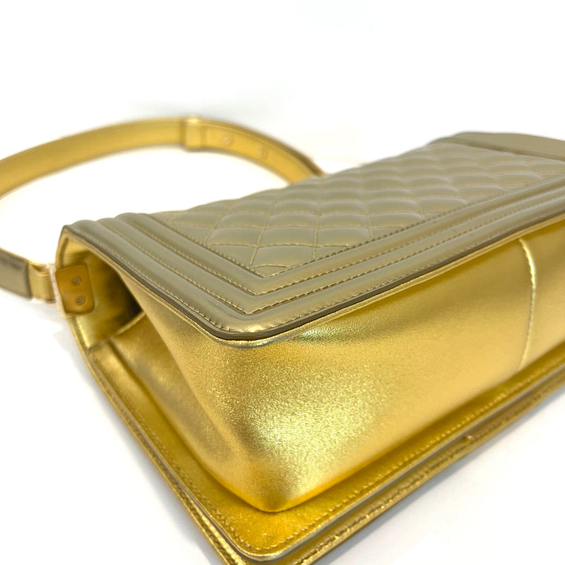 Old Medium Boy Bag in Patent Gold with GHW