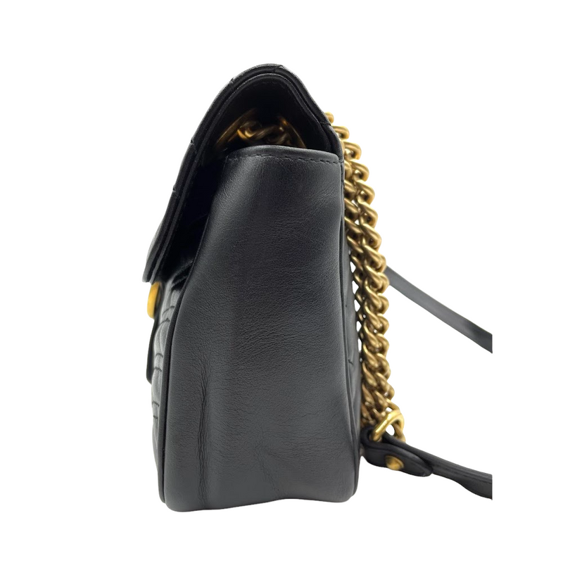 GG Marmont Small Matelassé Black GHW