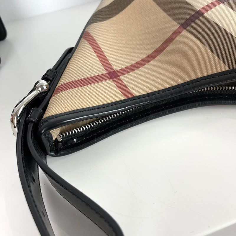 Burberry Tweed & Leather Multicolor Check Pochette