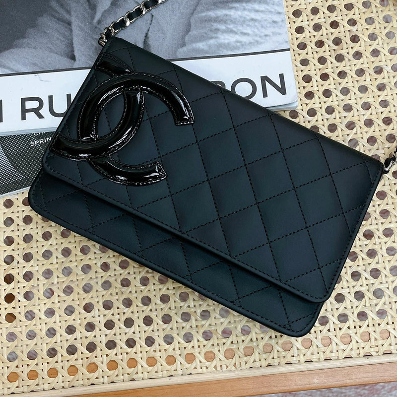 WOC Wallet on Chain Quilted Lambskin Black SHW