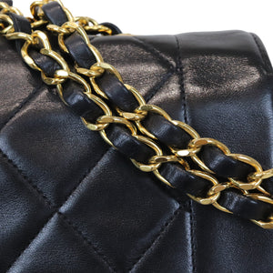 Small Classic Diana flap Black Lambskin GHW