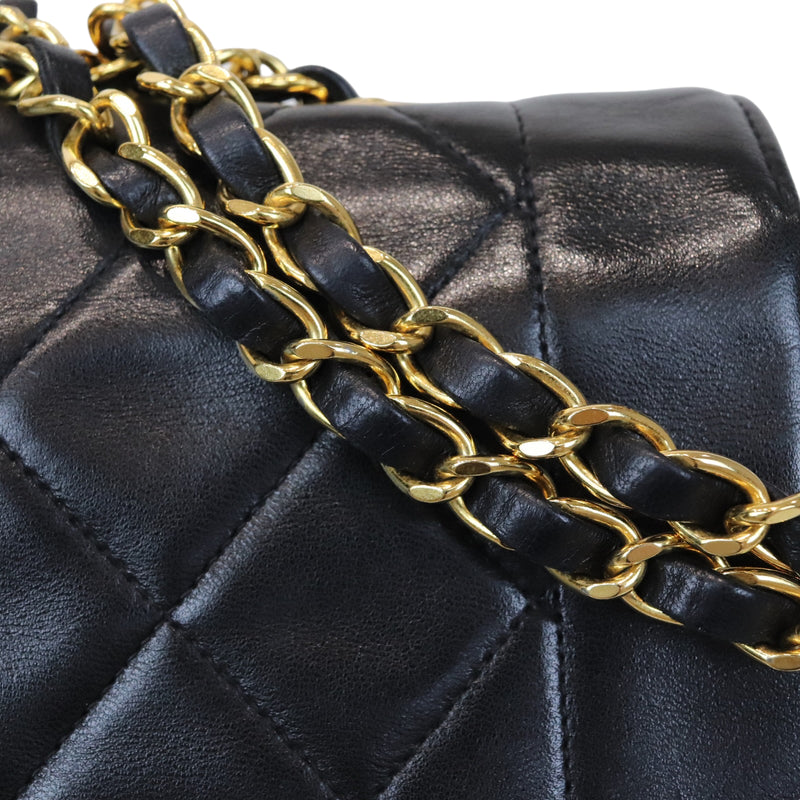 Small Classic Diana flap Black Lambskin GHW