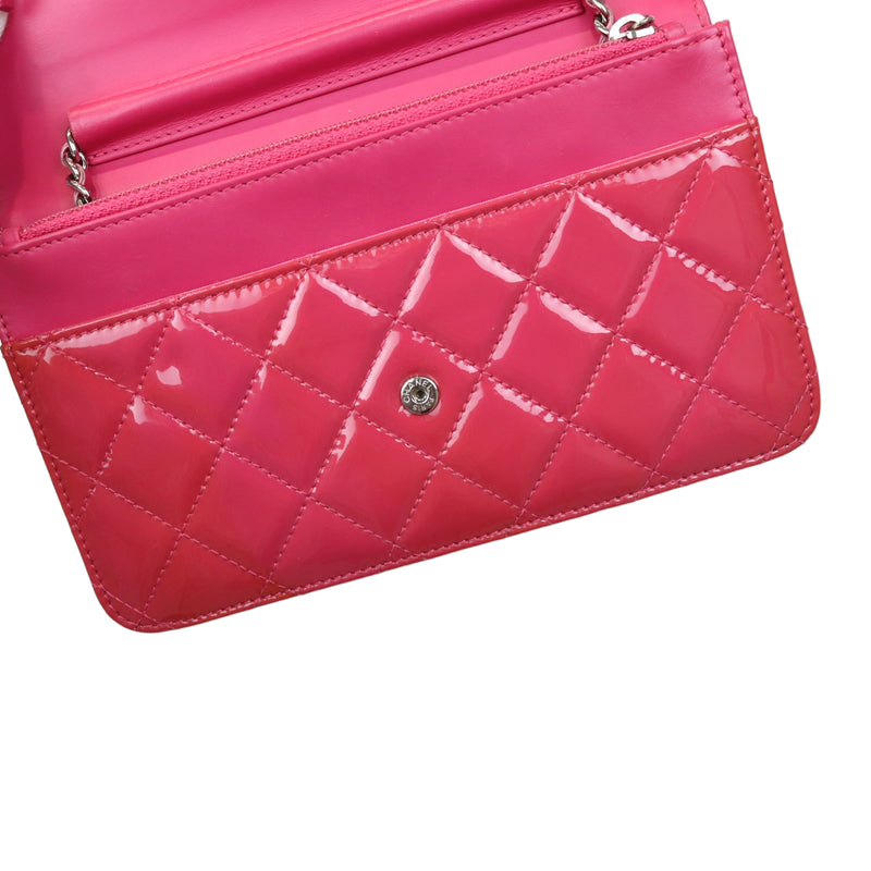 Quilted Patent Flap WOC Pink SHW