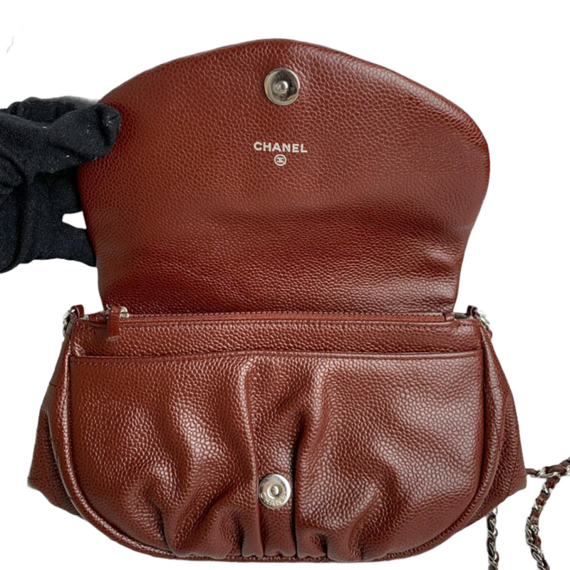 Half Moon Flap Caviar Burgundy SHW