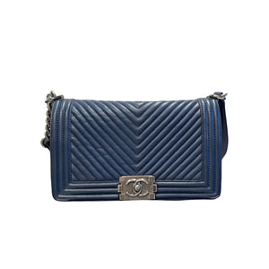 Chevron Boy Old Medium Leather Dark Blue RHW