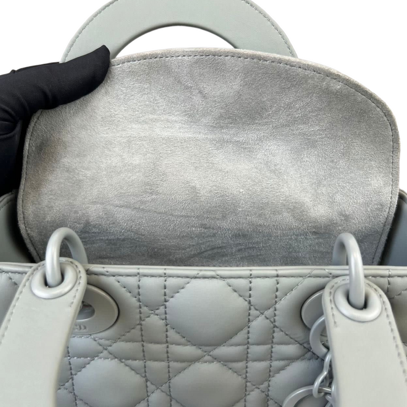 Cannage Lambskin Small Lady Dior Small Grey