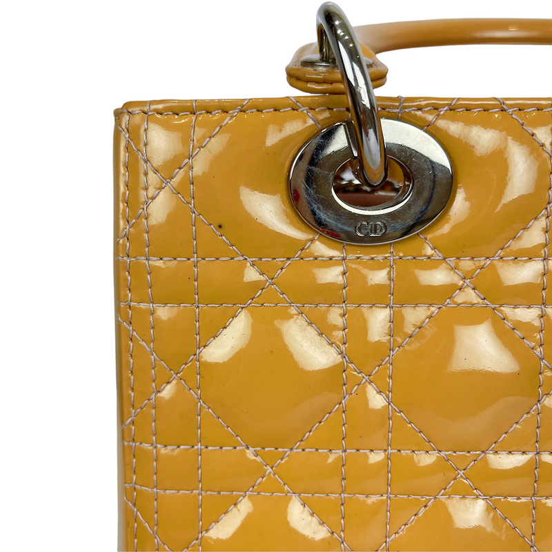 Lady Dior Medium Patent Leather Orange SHW