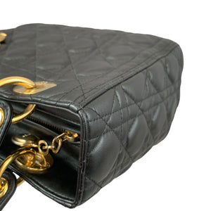 Medium Lady Dior Cannage Lambskin Black GHW