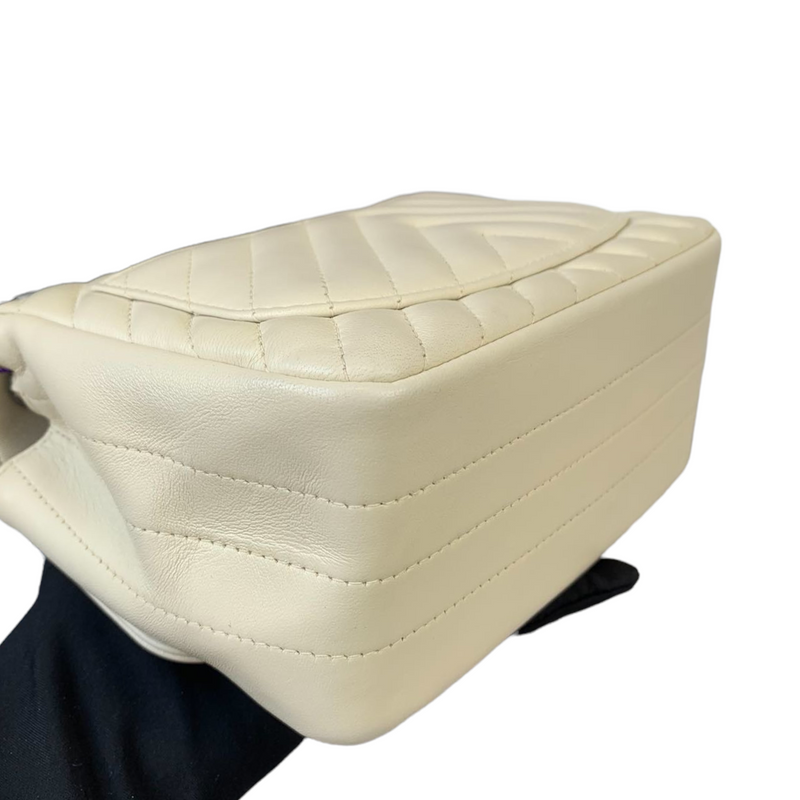 Chevron Flap Mini Square Ivory White SHW