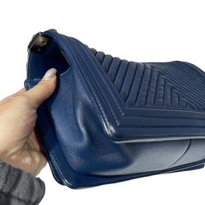 Chevron Boy Old Medium Leather Dark Blue RHW