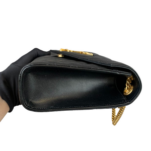 Medium Envelope Flap Leather Black GHW
