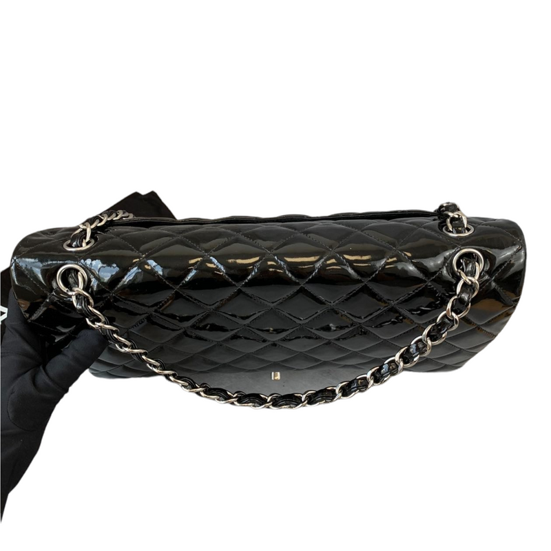 Classic Double Flap Maxi Patent Black SHW
