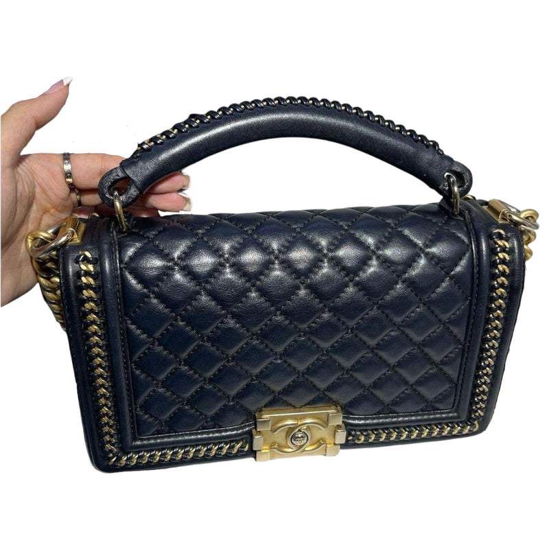 Boy Old Medium Handle Calfskin Black GHW