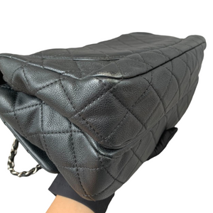 Quilted Double Gusset Washed Caviar black SHW