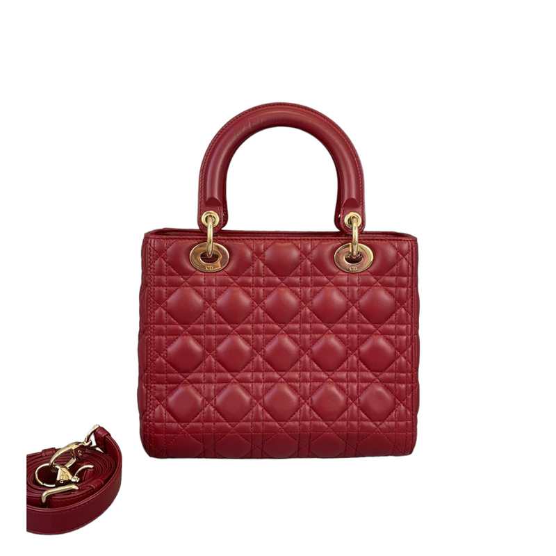 Lady Dior Medium Lambskin Burgundy GHW