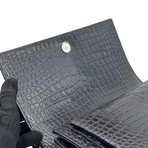 Medium Sunset Croc Embossed Black SHW