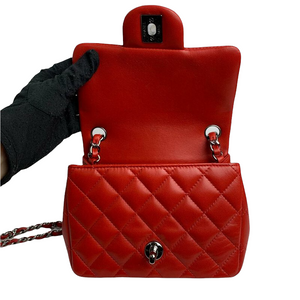 Classic Flap Square Mini Lambskin Red DSHW