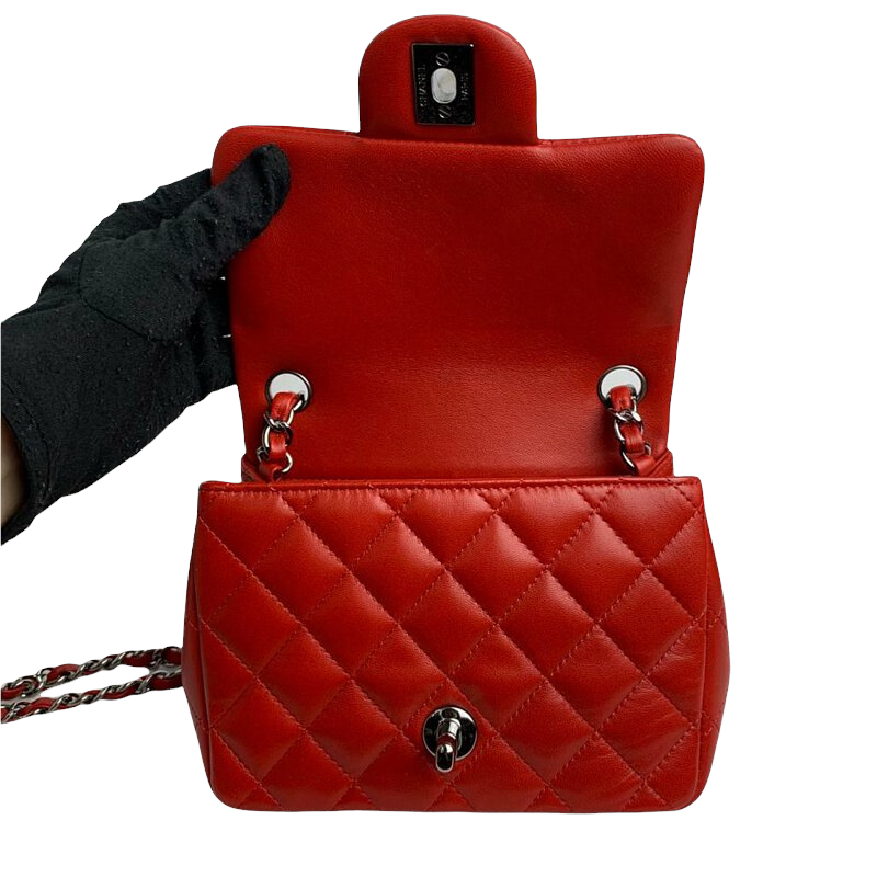 Classic Flap Square Mini Lambskin Red DSHW