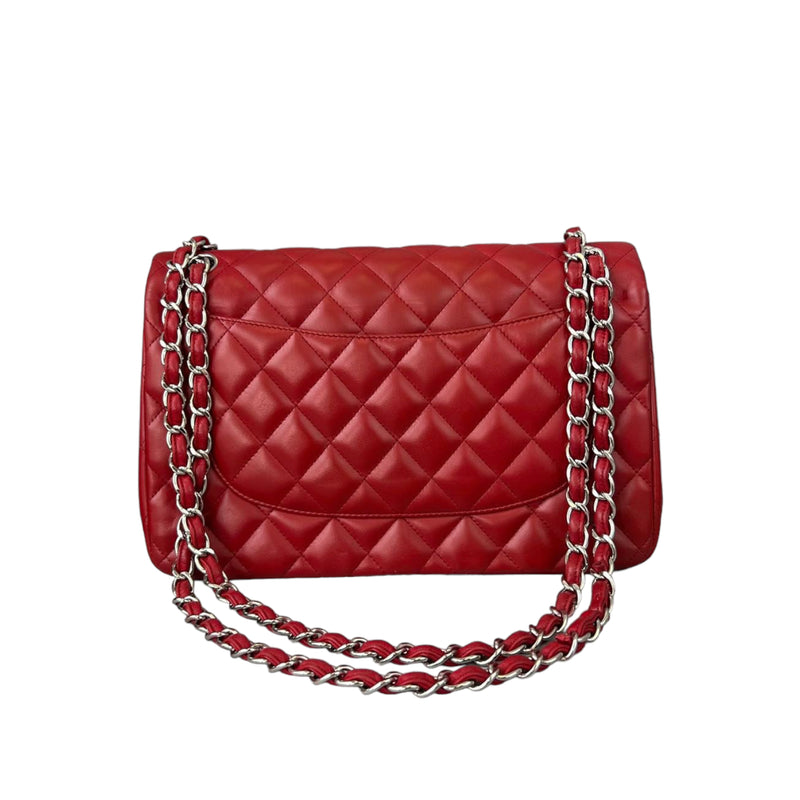 Double Flap Jumbo Lambskin Red SHW