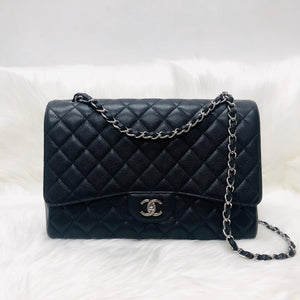Classic Single Flap Maxi in Black Caviar Leather with SHW
