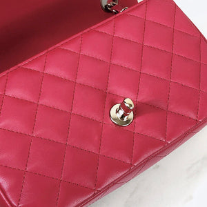 Mini Rectangle Lambskin Red GHW