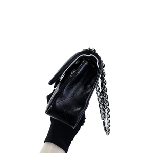 Medium Classic Double Flap Lambskin Black SHW