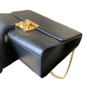 Padlock GG Embossed Medium Black GHW