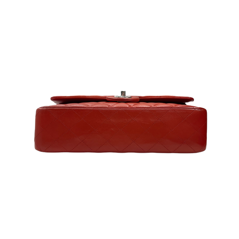 Classic Medium Lambskin Flap Red SHW