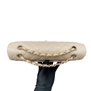 Classic Lambskin Double Flap Medium Beige GHW
