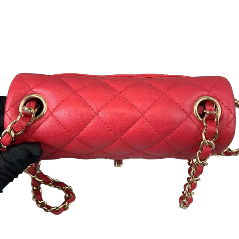 Chanel Mini Square Classic Flap Bag Red Lambskin