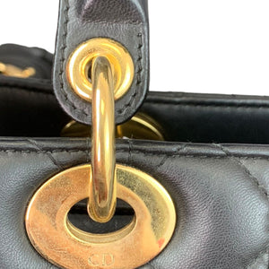 Medium Lady Dior Cannage Lambskin Black GHW