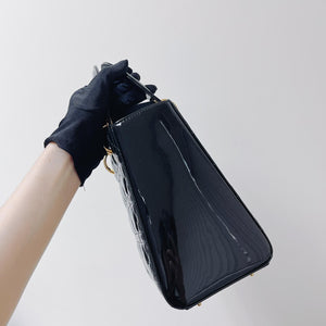 Lady Dior Patent  Medium Black GHW
