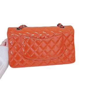 Classic Double Flap Medium Patent Orange SHW